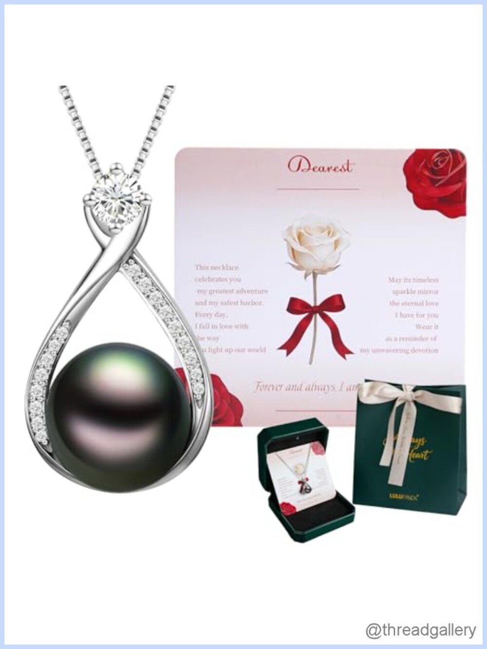 Tahitian Pearl Infinity Necklace 925 Silver 18K Gold Plated Gift